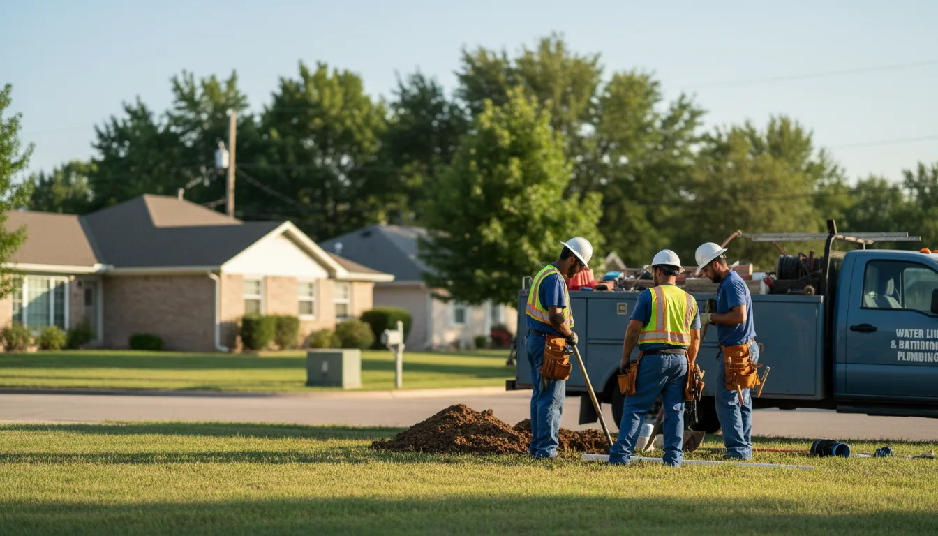 Residential water line and bathroom plumbing service in Home, KS
